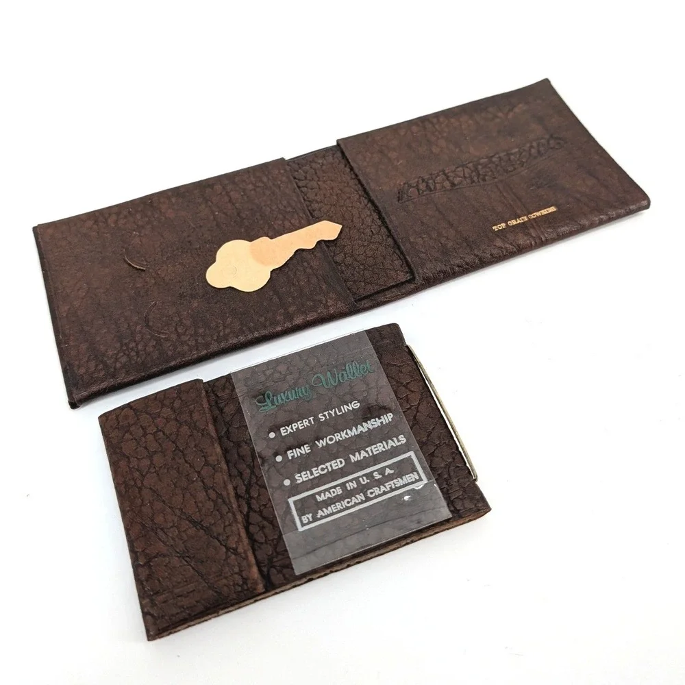 Rolfs Vintage Brown Top Grain Cowhide Wallet Set Spare Key‎ Holder Made in USA
